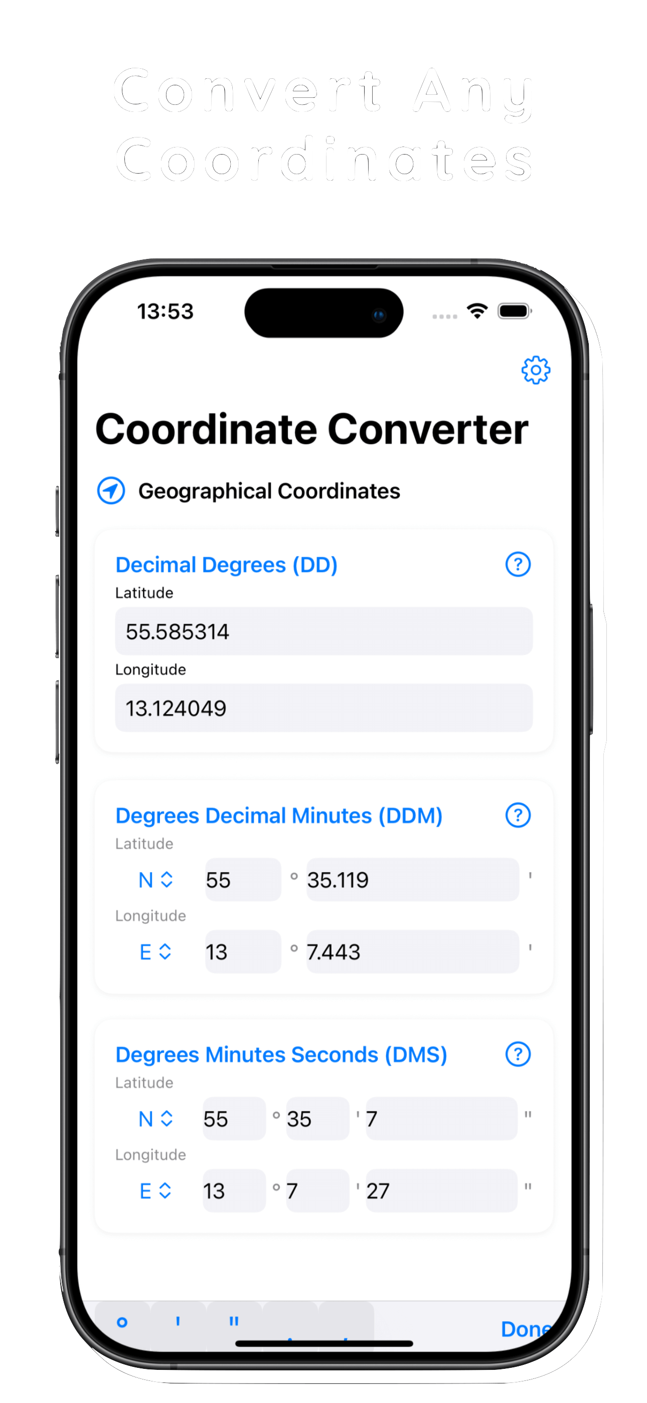 CoordTool App Screenshot